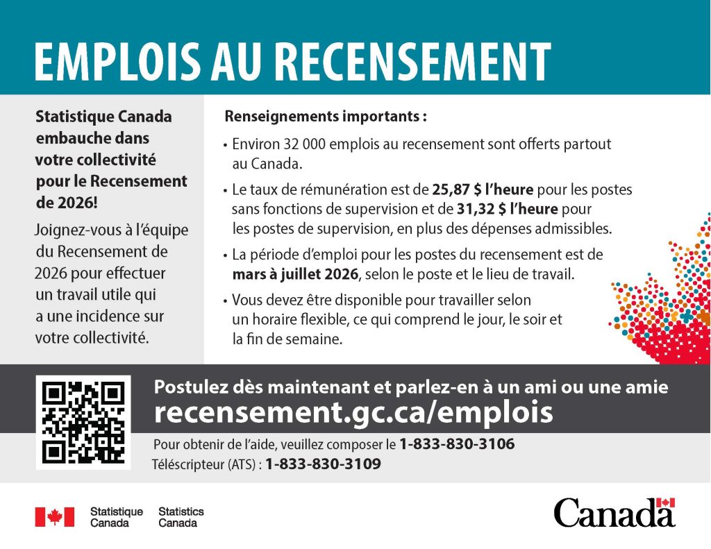Statistique Canada_Offres d’emploie_Recensement de 2026 – Soutenez votre collectivité – MUNICIPALITÉ DE LACOLLE